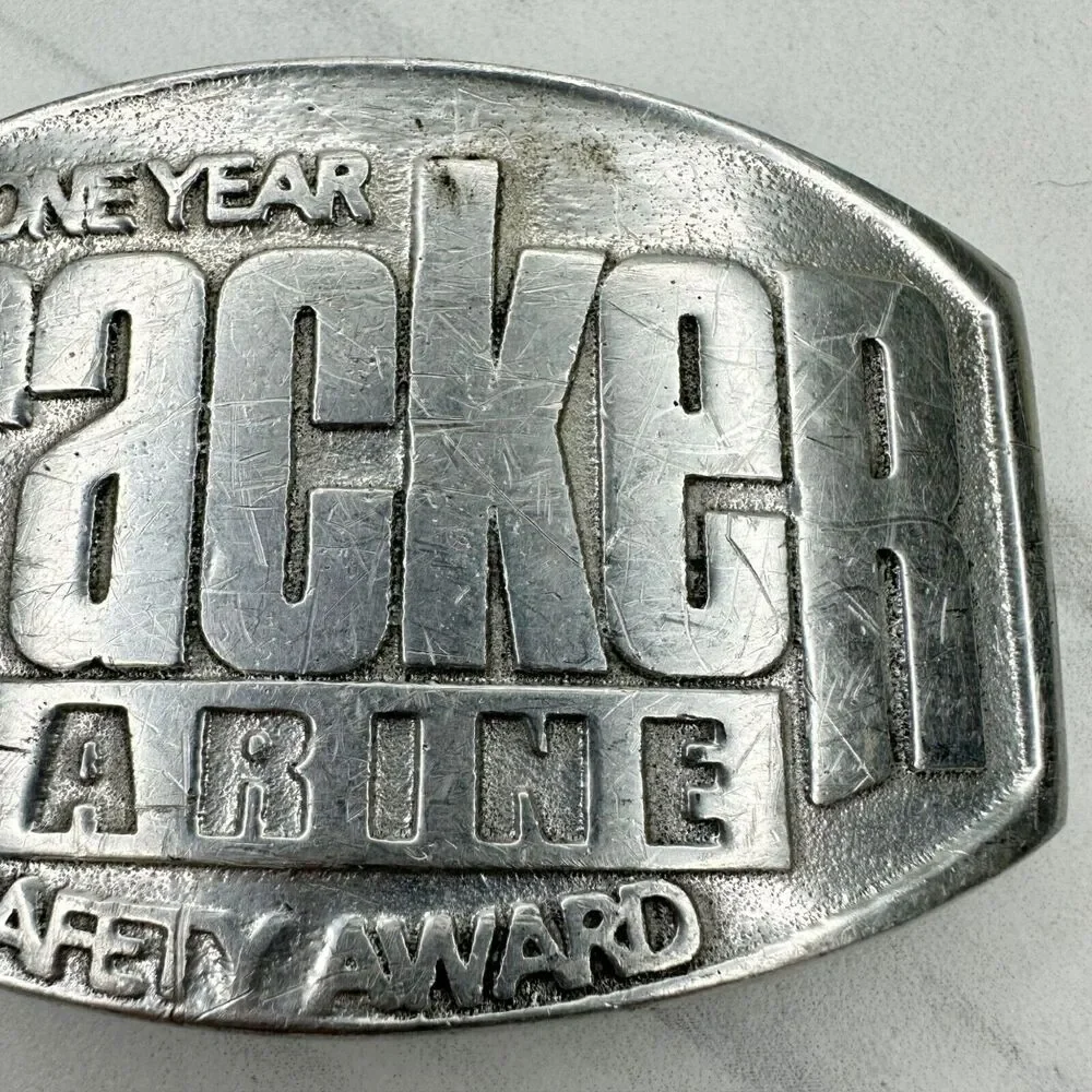 Vintage Tracker Marine Safety Award Belt Buckle 4